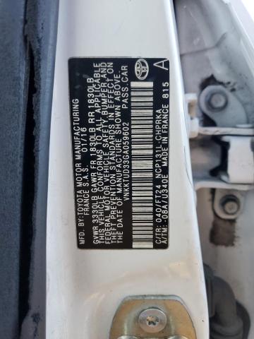 2016 TOYOTA YARIS HATC VNKKTUD33GA059602