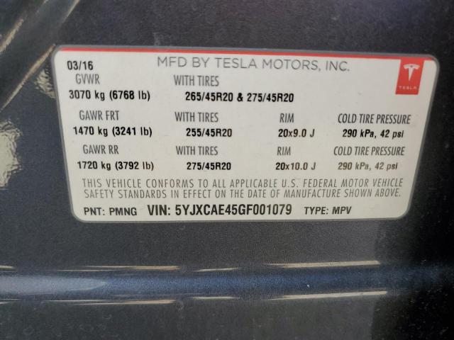 5YJXCAE45GF001079 Tesla MODEL X