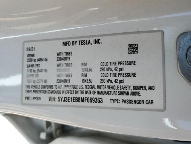 5YJ3E1EB8MF069363 Tesla MODEL 3