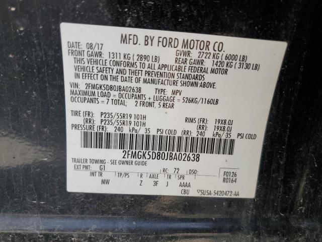 2FMGK5D80JBA02638 Ford Flex Limited