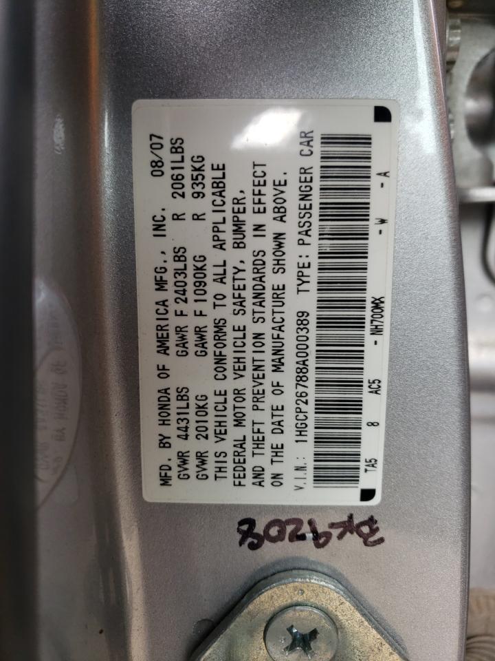 1HGCP26788A000389 2008 Honda Accord Ex