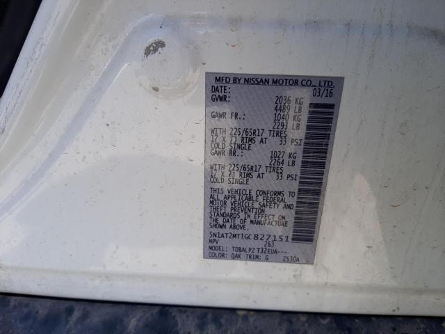 2016 NISSAN ROGUE S/SV 5N1AT2MT1GC827151