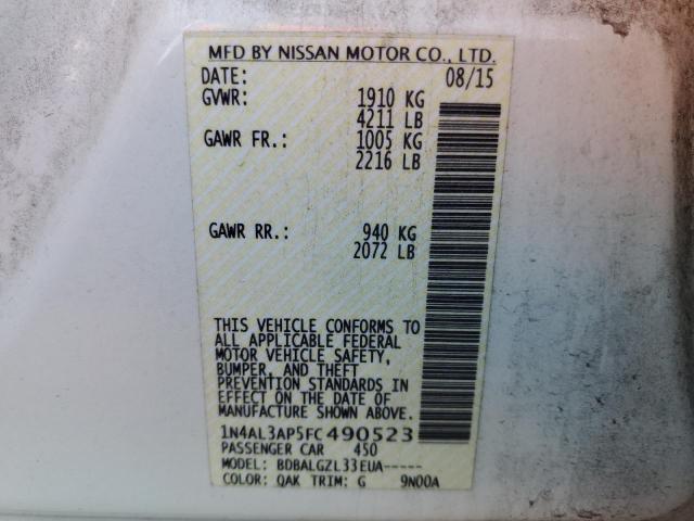 1N4AL3AP5FC490523 Nissan ALTIMA 2.5