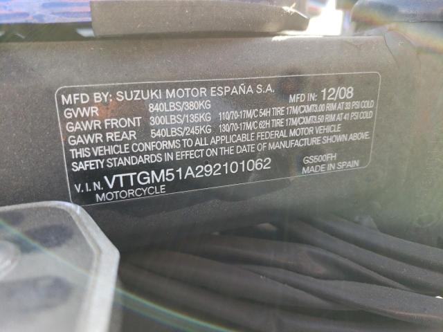 2009 SUZUKI GS500 VTTGM51A292101062