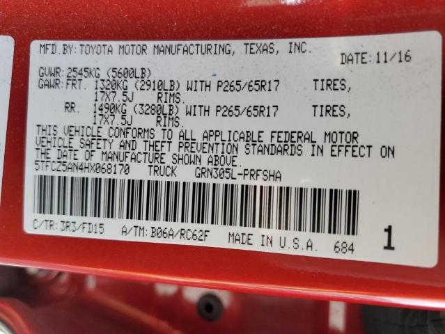 2017 TOYOTA TACOMA PU - 5TFCZ5AN4HX068170