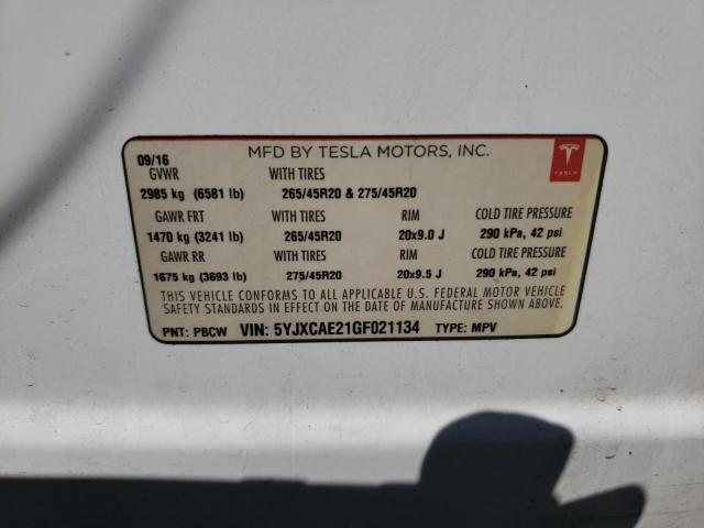 5YJXCAE21GF021134 Tesla MODEL X