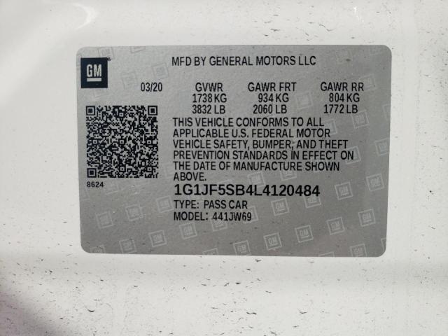 2020 CHEVROLET SONIC PREM - 1G1JF5SB4L4120484