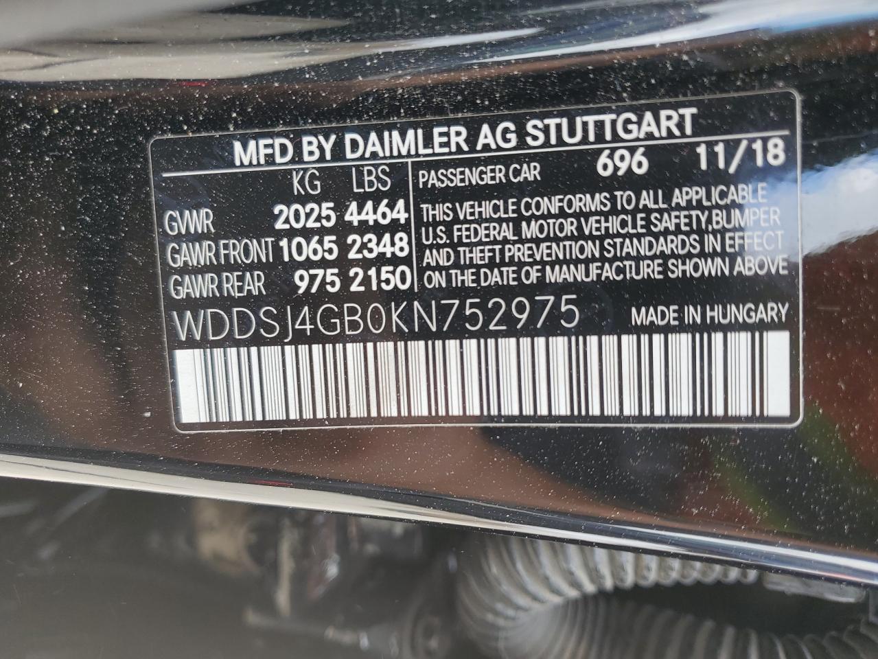 WDDSJ4GB0KN752975 2019 Mercedes-Benz Cla 250 4Matic