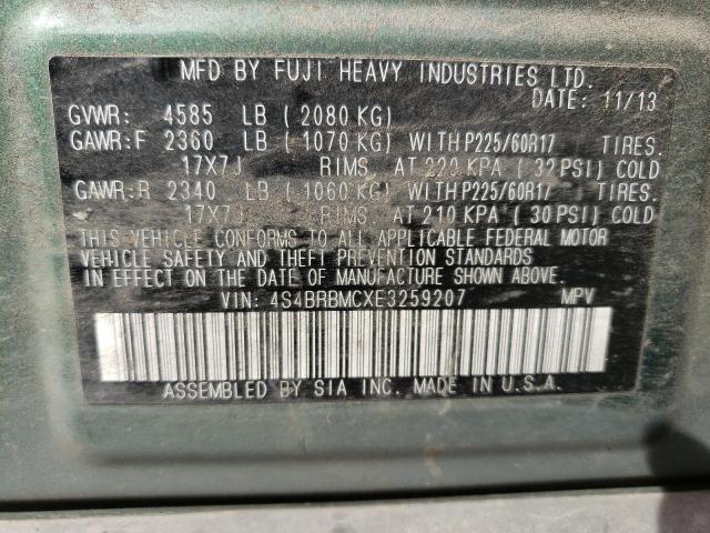 4S4BRBMCXE3259207 Subaru Outback 2.5i Limited