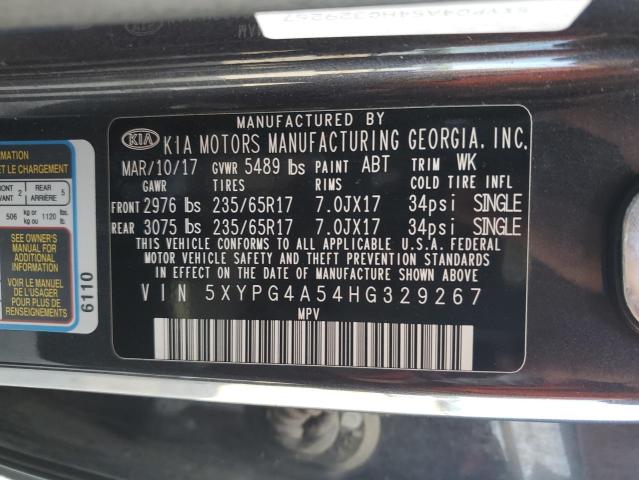 5XYPG4A54HG329267 KIA SORENTO LX