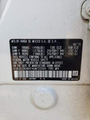 2016 HONDA HRV 3CZRU6H74GM723304
