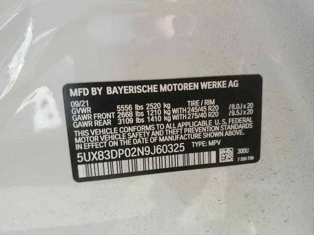 5UX83DP02N9J60325 BMW X3 Xdrivem40i