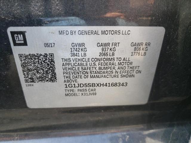 2017 CHEVROLET SONIC LT - 1G1JD5SBXH4168343