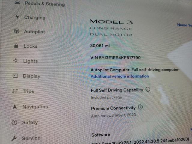 5YJ3E1EB4KF517790 Tesla MODEL 3