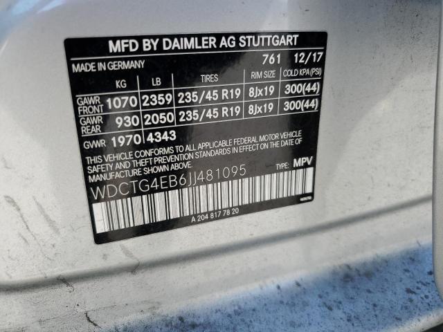 2018 MERCEDES-BENZ GLA 250 - WDCTG4EB6JJ481095