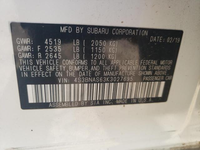 2019 SUBARU LEGACY 4S3BNAS63K3027695