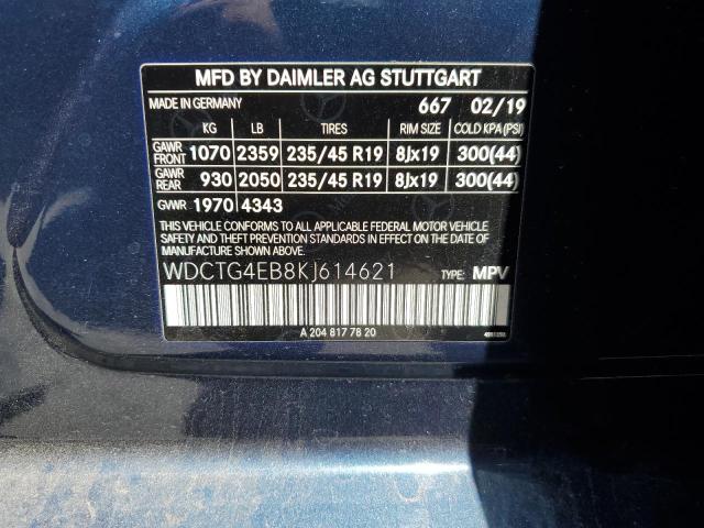 WDCTG4EB8KJ614621 Mercedes-Benz GLA 250