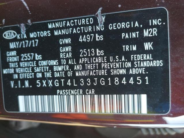 5XXGT4L33JG184451 KIA Optima Lx