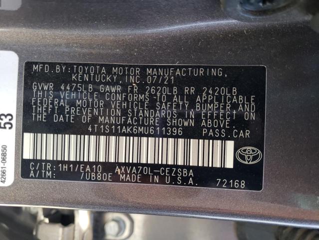 2021 TOYOTA CAMRY NIGH - 4T1S11AK6MU611396