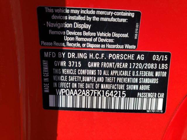 WP0AA2A87FK164215 Porsche Cayman