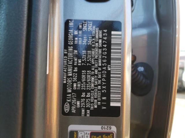 5XYPHDA56JG347434 KIA SORENTO EX