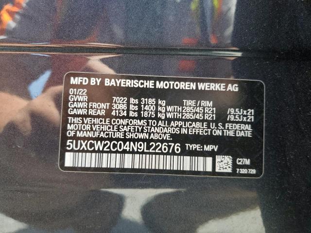 2022 BMW X7 XDRIVE4 5UXCW2C04N9L22676