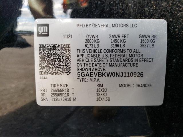 2022 BUICK ENCLAVE PR - 5GAEVBKW0NJ110926