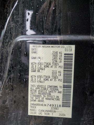 1N6AD0EV6JN749318 Nissan FRONTIER S