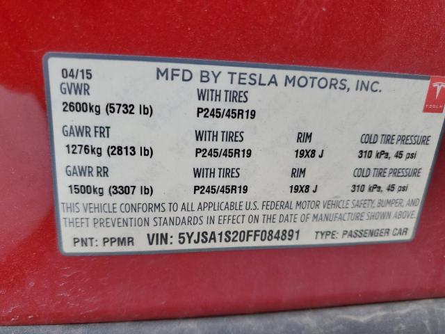 2015 TESLA MODEL S 70 - 5YJSA1S20FF084891