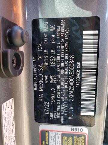 3KPA25AD0NE500848 KIA RIO S