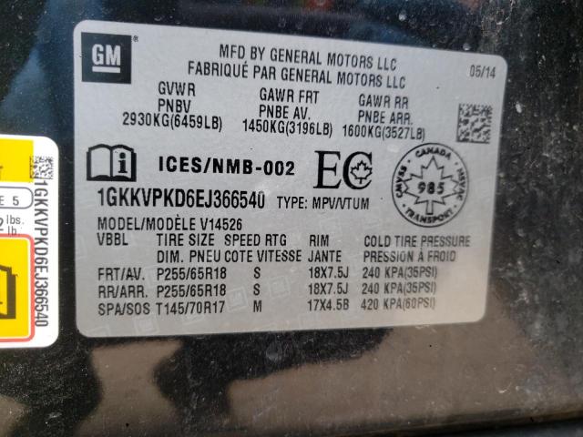 1GKKVPKD6EJ366540 GMC ACADIA SLE