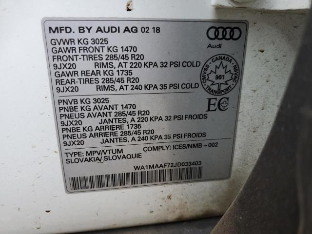 2018 AUDI Q7 PROGRES - WA1MAAF72JD033403