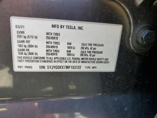 5YJYGDEE7MF153122 Tesla Model Y