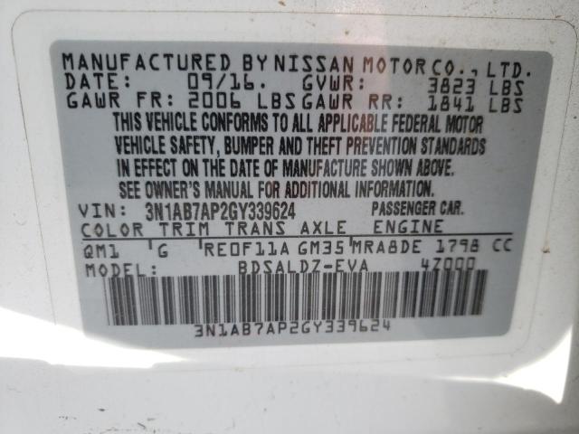 3N1AB7AP2GY339624 Nissan SENTRA S