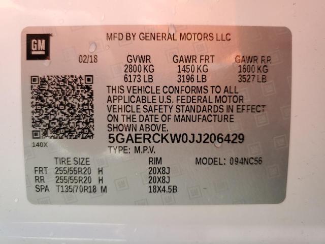 2018 BUICK ENCLAVE PR - 5GAERCKW0JJ206429