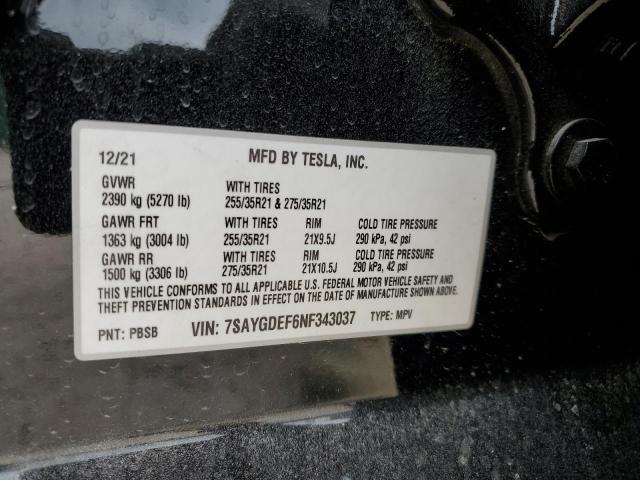 7SAYGDEF6NF343037 Tesla Model Y 2022. Фото: 11