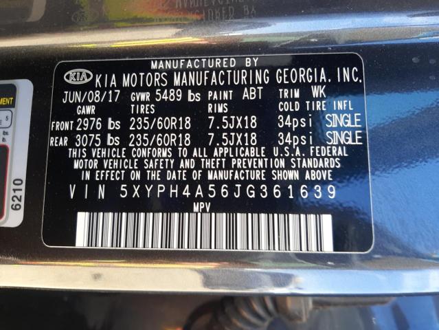 5XYPH4A56JG361639 KIA SORENTO EX