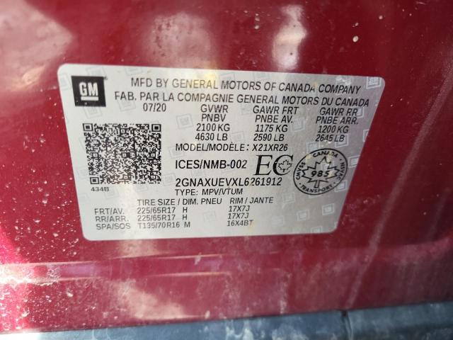2020 CHEVROLET EQUINOX LT - 2GNAXUEVXL6261912