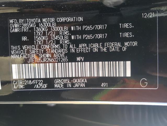 2022 TOYOTA 4RUNNER TR - JTETU5JR2N6021265