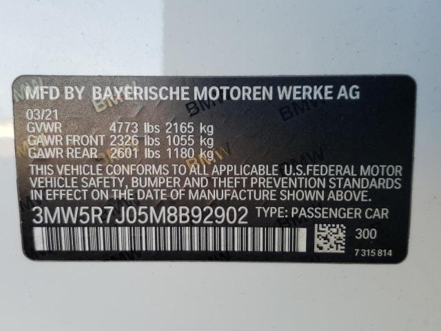 2021 BMW 330XI - 3MW5R7J05M8B92902