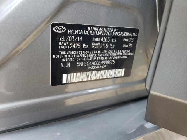 VIN: 5NPEC4AC0EH888675 Auction: COPART Lot: 49280443 Location: PA - CHAMBERSBURG 5NPEC4AC0EH888675 HYUNDAI SONATA 2014 SILVER Photo 12