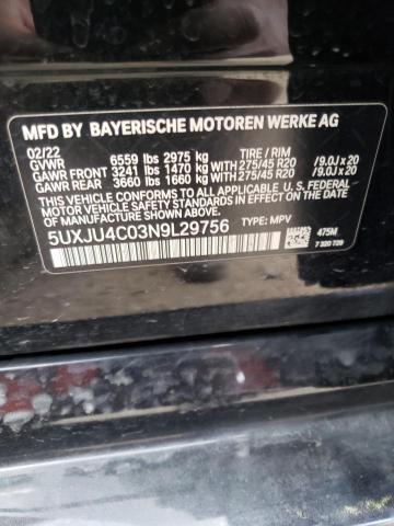 2022 BMW X5 M50I 5UXJU4C03N9L29756