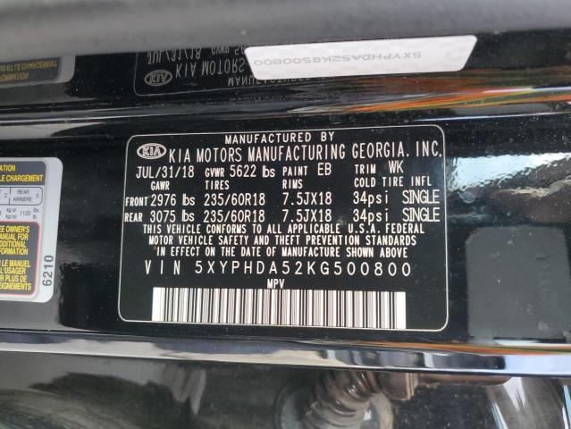 5XYPHDA52KG500800 KIA SORENTO EX
