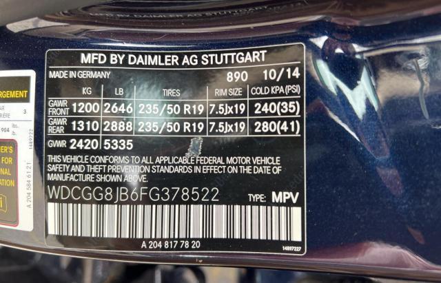 2015 MERCEDES-BENZ GLK 350 4M - WDCGG8JB6FG378522