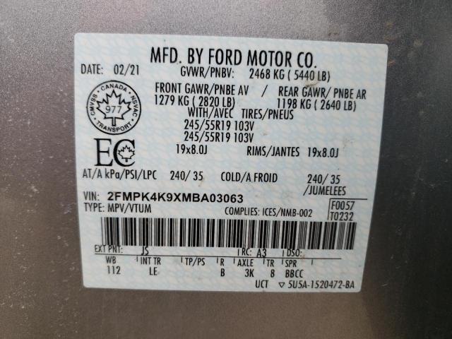 2021 FORD EDGE TITAN - 2FMPK4K9XMBA03063