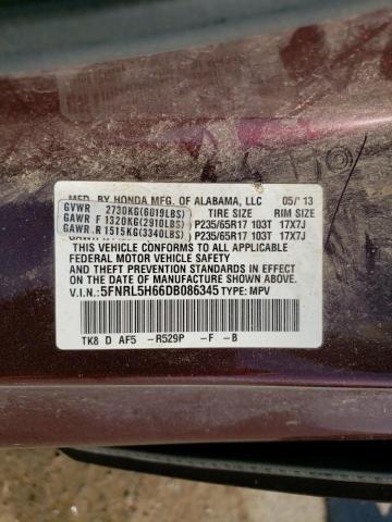 VIN 5FNRL5H66DB086345 2013 HONDA ODYSSEY no.14