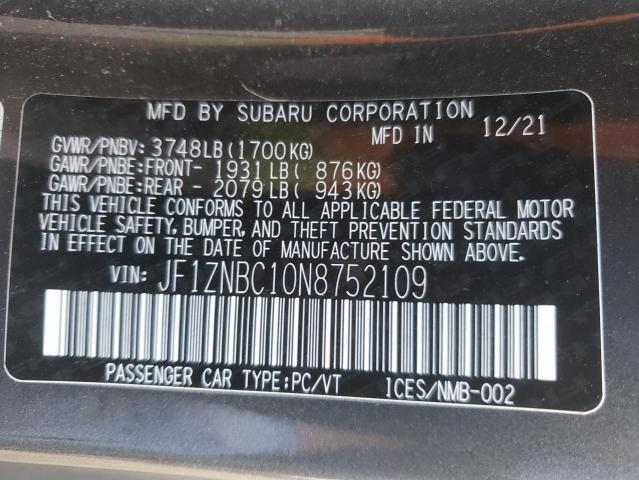 2022 TOYOTA GR 86 JF1ZNBC10N8752109