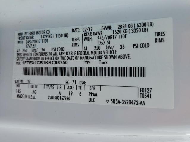 1FTEX1CB1KKC98750 Ford F150 Super Cab