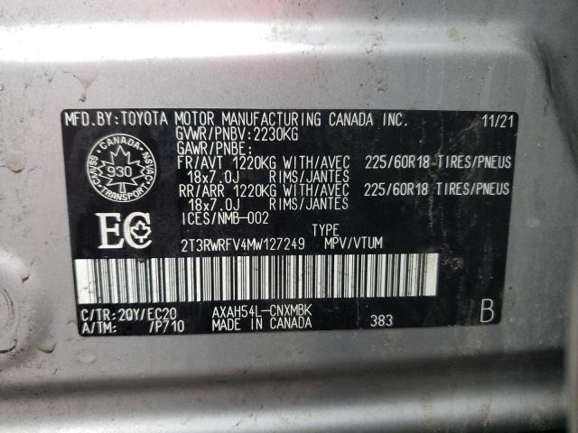 2021 TOYOTA RAV4 XLE - 2T3RWRFV4MW127249