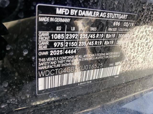 WDCTG4GB8KU016525 Mercedes-Benz Gla 250 4matic
